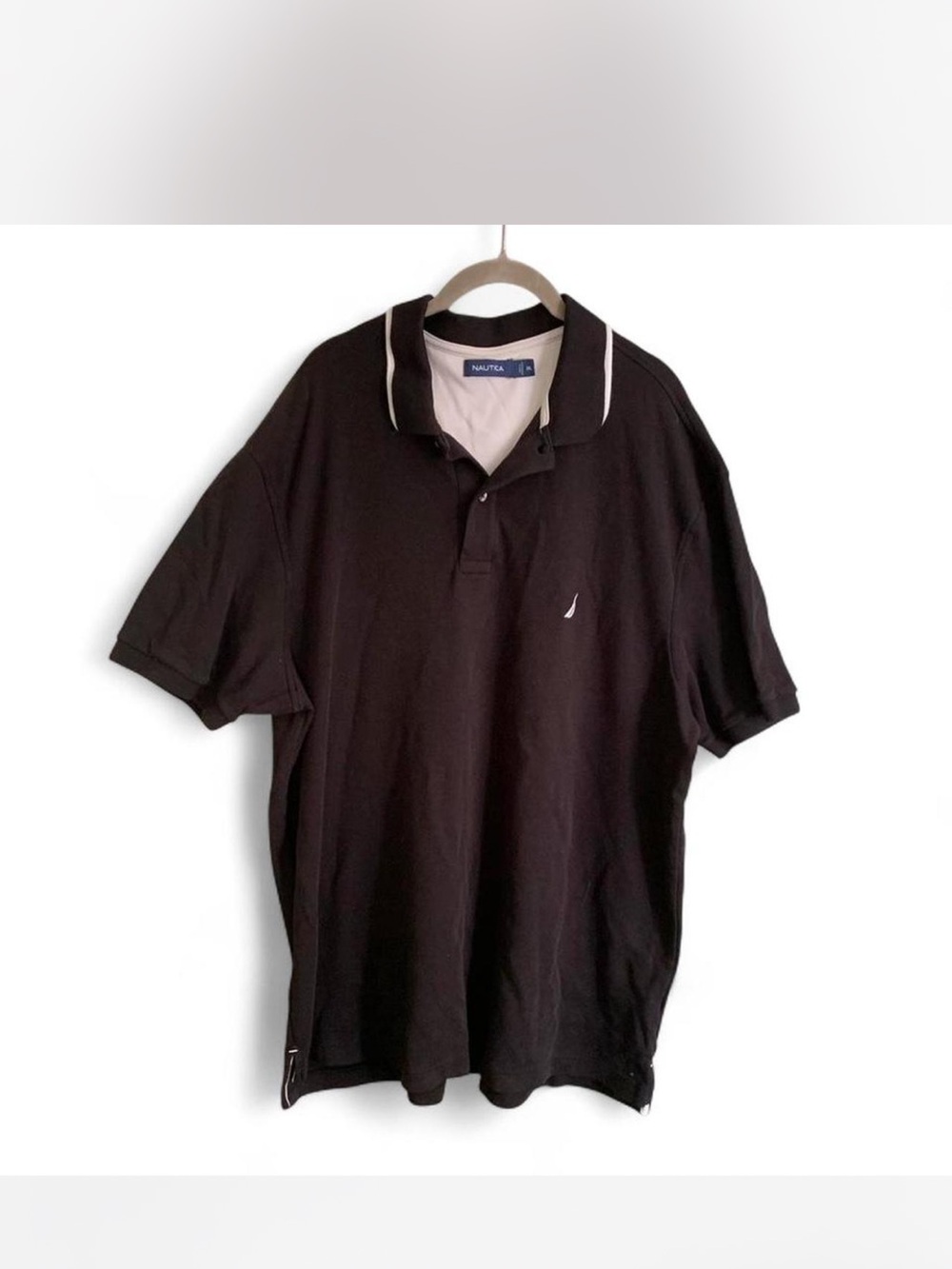 Men’s Preppy Nautica Comfy Black Polo Shirt with Contrast Trim size XXL